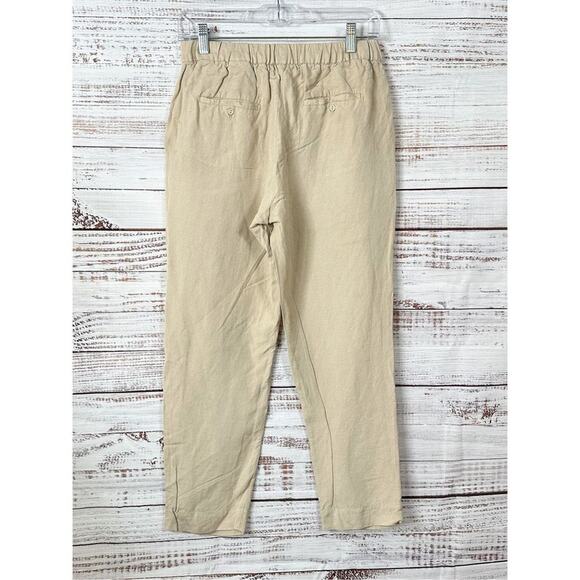 & Other Stories Paris Atelier Women's Linen Tapered Casual Pants Cream Size 6 - Picture 8 of 12